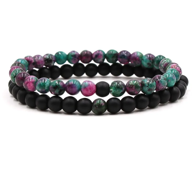 

2Pcs/set Trendy 15 color natural stone bead Bracelets for Men&Women charm Handmade DIY Bracelet fashion Jewelry Bijoux 2020