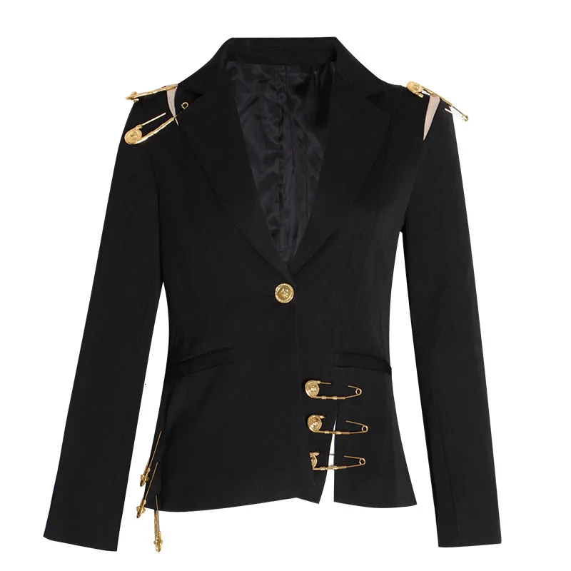 

Big Pin Decorative Suit Women's 2020 New Mesh Stitching Long-Sleeved Slim-Looking Jacket Wholesale