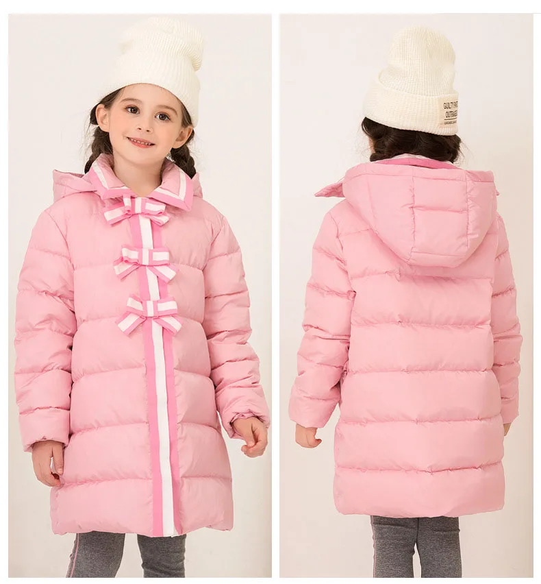 Зимние куртки для детей от 4 до 10 лет, детская Длинная Верхняя одежда на молнии с капюшоном, на белом утином пуху, зимние теплые длинные куртки