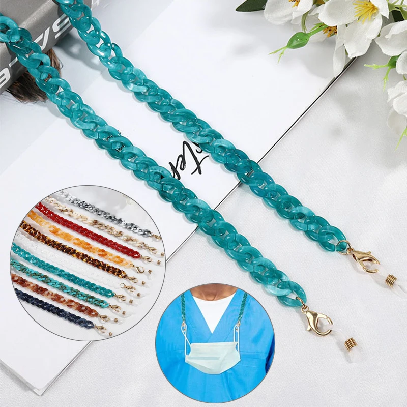 

New 1pc Leopard Acrylic Sunglasses Chain Women Reading Glasses Hanging Neck Chain Largand Mask Chain Eyeglasses Strap