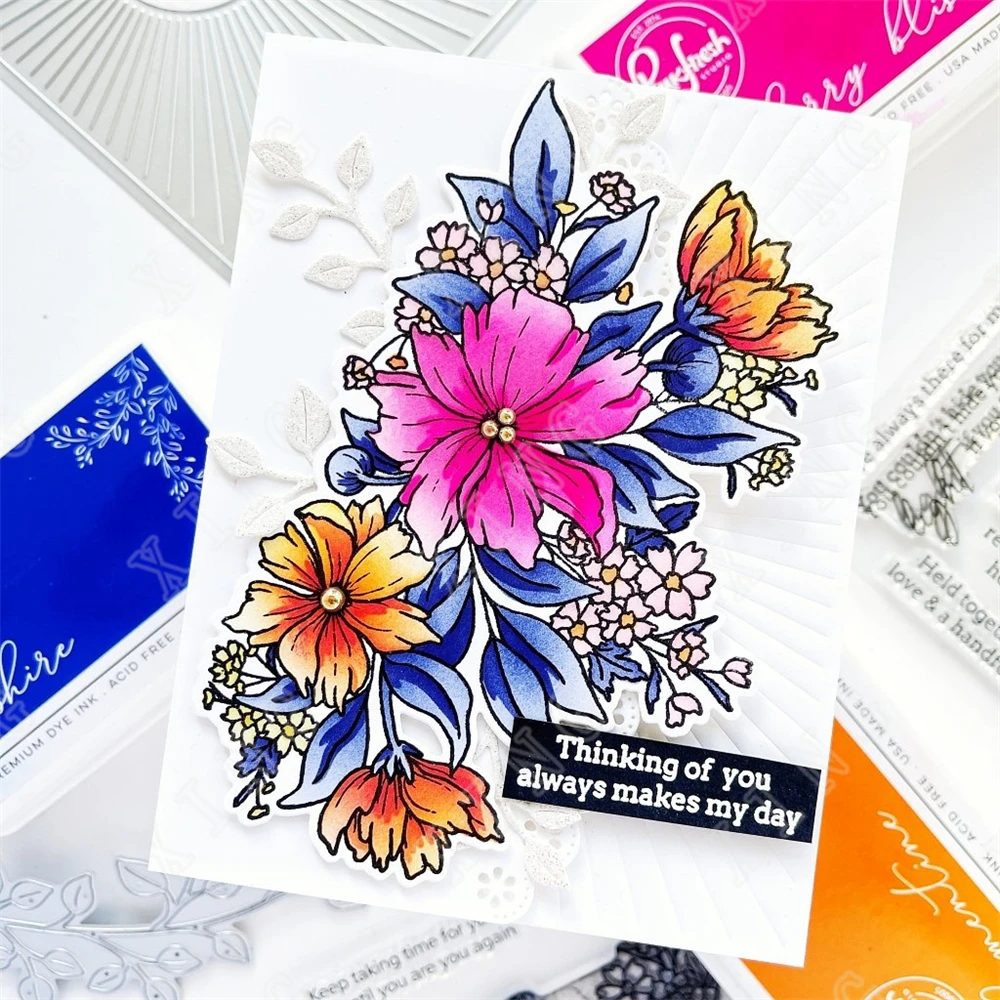 Cosmos Bunch Metal Cutting Dies Silicone Stamps Layering Stencils Diy Greeting Card Scrapbook Diary Decor Embossing Molds