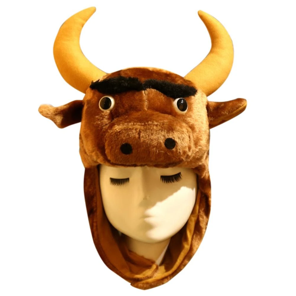 アニメフランネル牛の帽子キャップぬいぐるみ親子収集活動ヘッドギア Aliexpress Novelty Special Use