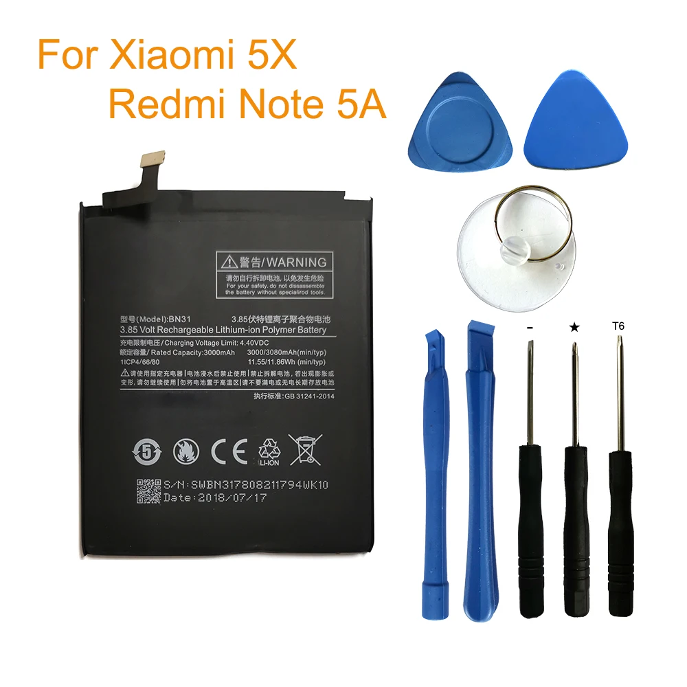 OHD Оригинальный аккумулятор для телефона BN31 Xiaomi Mi 5X Mi5X Redmi Note 5A / Pro A1 Y1 Lite S2 3000 мАч