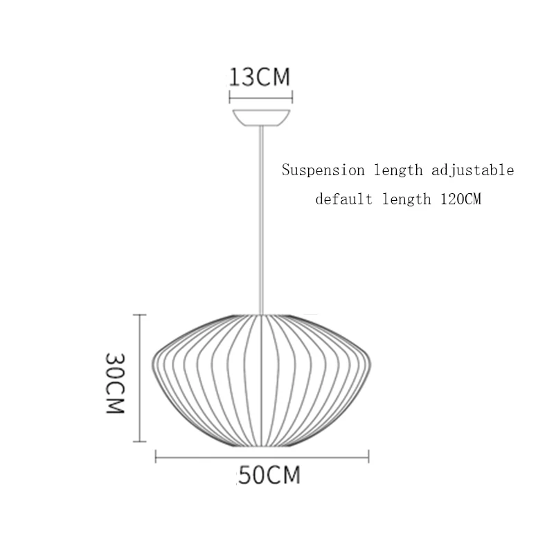 Скандинавский светодиодный подвесной светильник из шелка, лестница, датская столовая одежда, подвесной светильник, абажур, ресторан, татами, блеск - Цвет корпуса: H 50CM