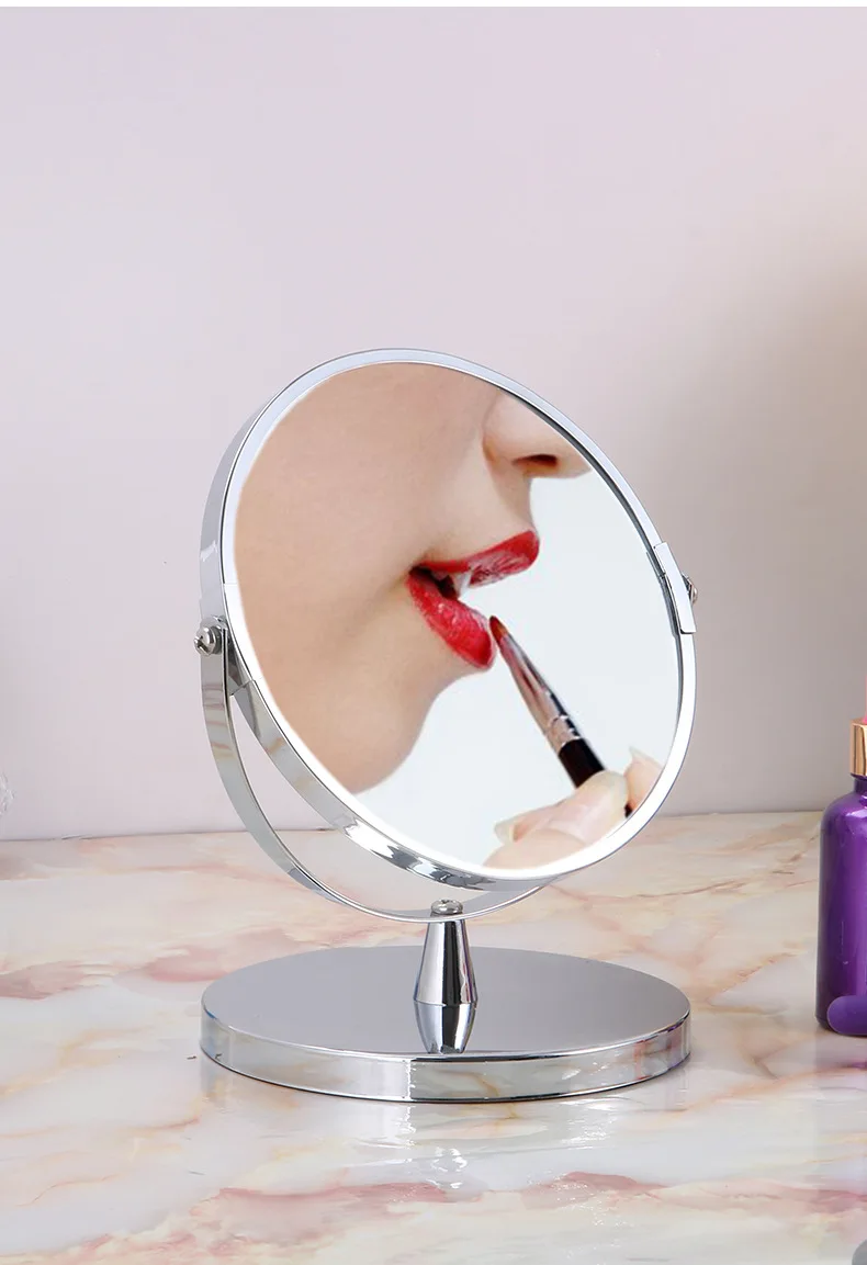 [A Generation of Fat] Metal Desktop Double-Sided Makeup Mirror European Style Hotel Bathroom 3 Times Amplifier Beauty Cosmetic M
