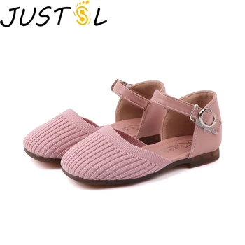 

JUSTSL Girls Spring Princess Shoes 2020 New Style Fashion Child Toddler Shoes Solid Color Sandals Soft Bottom Kids Dance Shoes