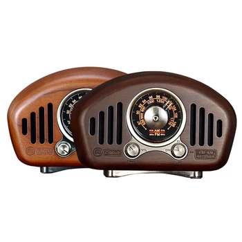 

Vintage Retro Wood FM SD MP3 Bluetooth Transistor Rechargeable Radio with Speaker, Supports AUX Function