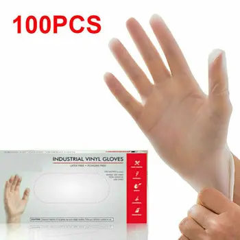 

100PCS Multi Use Bastion Vinyl Gloves Disposable Powder Free Powdered Examination Clear premium quality Vinyl Golves Anti Virus
