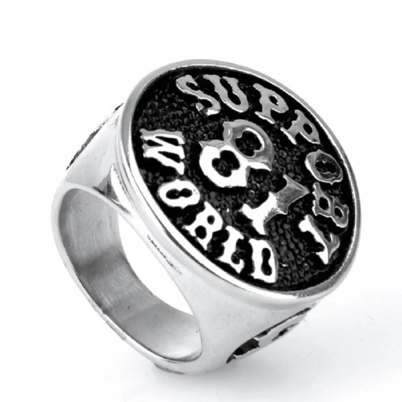 Stainless steel men's rings wholesale punk titanium steel ring Sport Numbers