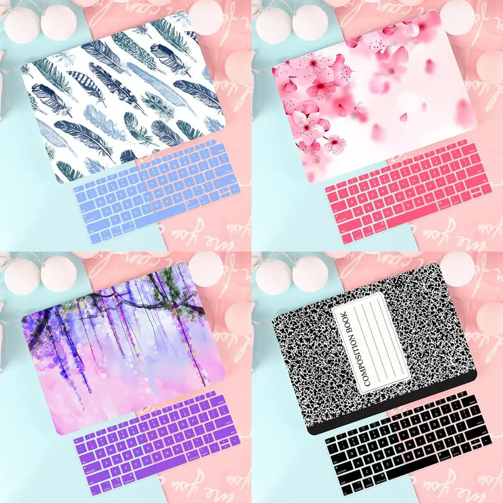 Прекрасный дизайн пластиковый жесткий чехол+ крышка клавиатуры для MacBook Air 13 11 Pro 13 15 Touch Bar A2159 A1932 12 13"