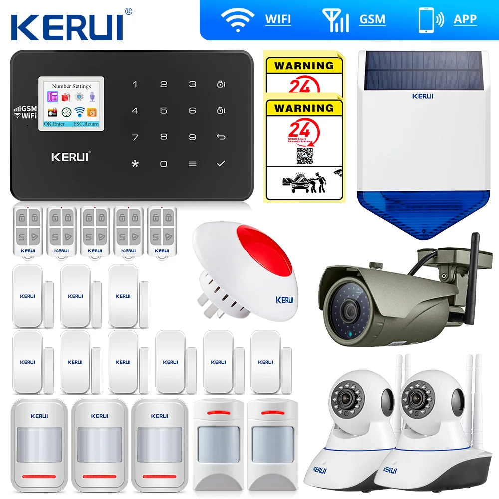 2019 Updated W18 WIFI GSM SMS APP Home Burglar LCD GSM SMS Touch Screen Alarm Panel Home Security Alarm System IP Wifi Camera