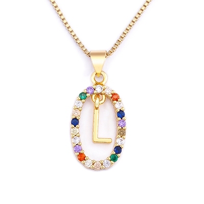 Hot Sale Colorful 26 Letters A - Z Initial M S C K Alphabet Pendant Long Chain Necklace Name Jewelry Women Accessories Gift