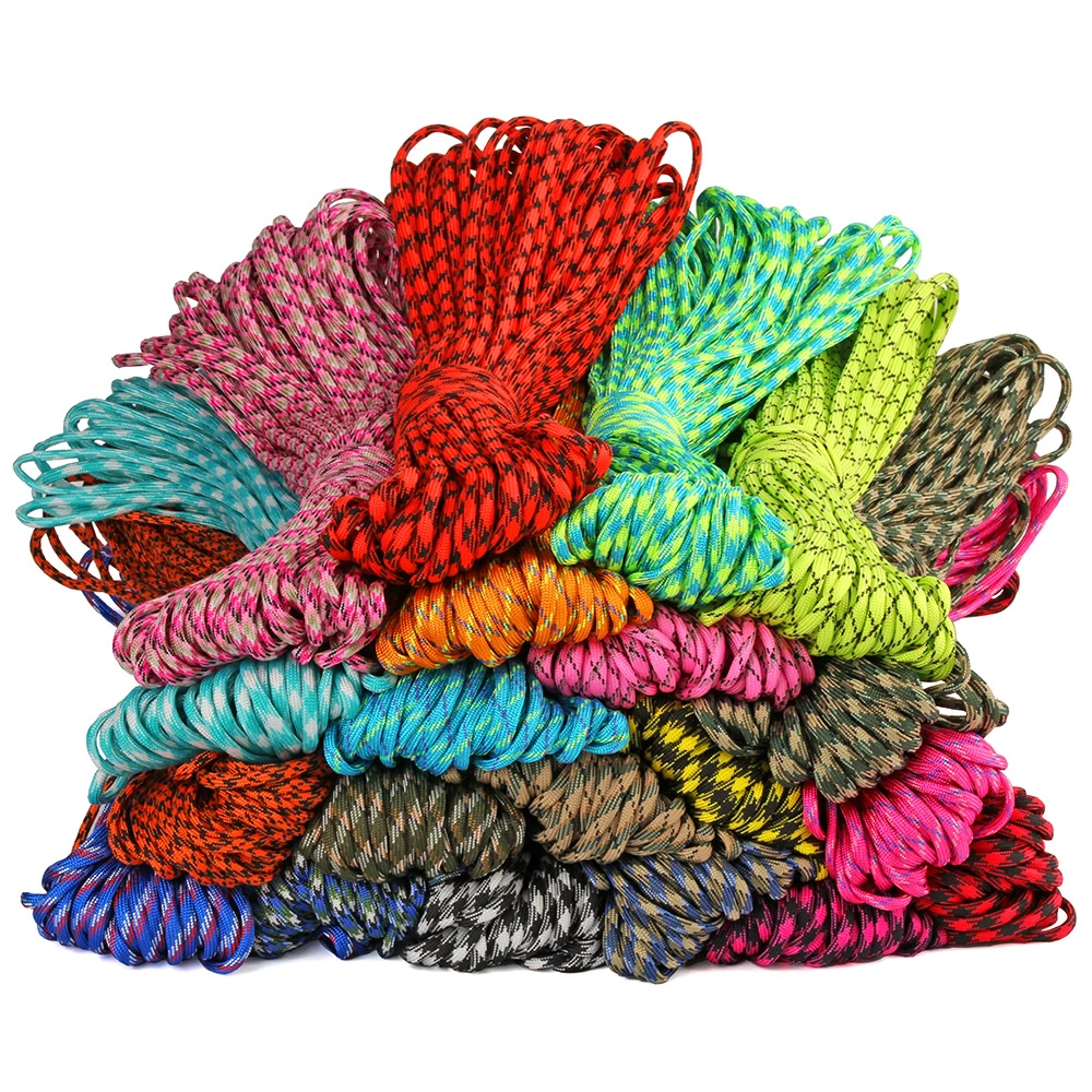 100ft Color 5mm 7 strands Cores Paracord for Survival 550 Parachute Cord Lanyard Camping Climbing Camping Rope Hiking Clotheslin nylon cord