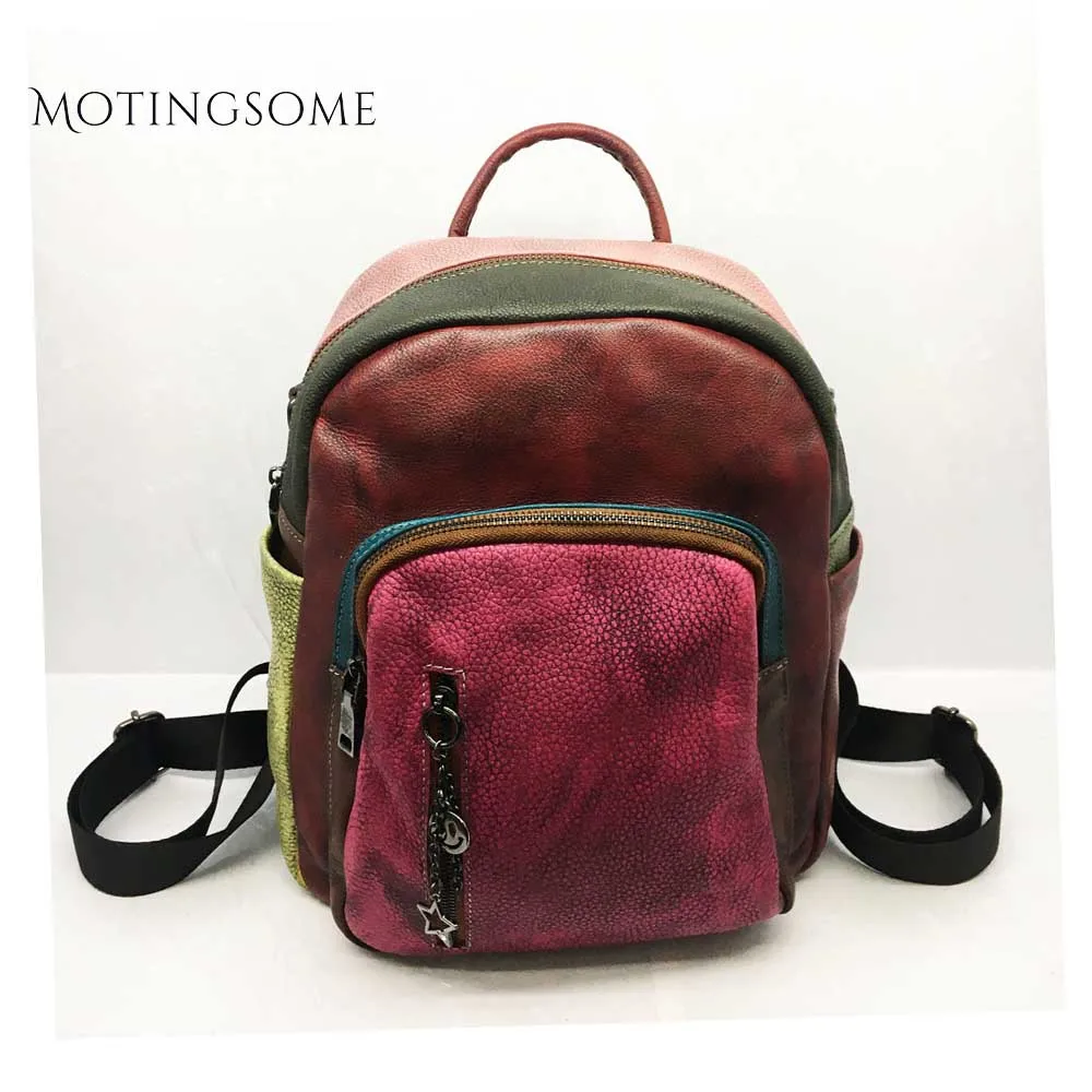 

Vintage Genuine Leather Women Backpack Soft Cow Leather Luxury Female Multi-Pocket School Bag Mochila for Teenager Girl 2019 New