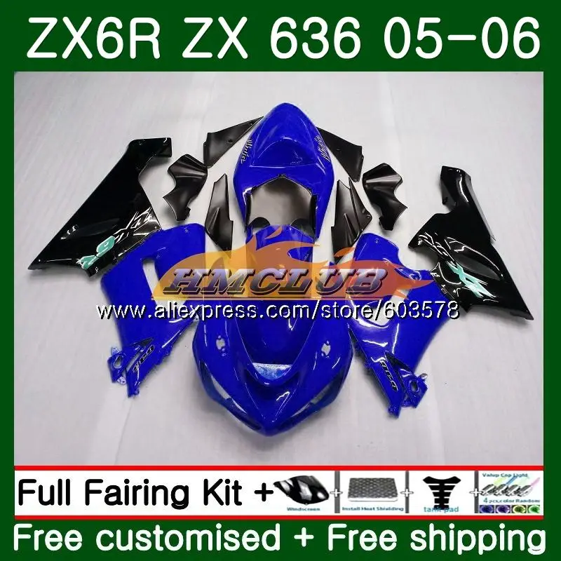 Средства ухода за кожей для KAWASAKI NINJA ZX-636 ZX 6R 600CC ZX636 2005 2006 33CL. 164 ZX6R 05 06 ZX600 ZX 636 6 R ZX-6R 05 06 обтекатель глянцевый синий - Цвет: No. 1
