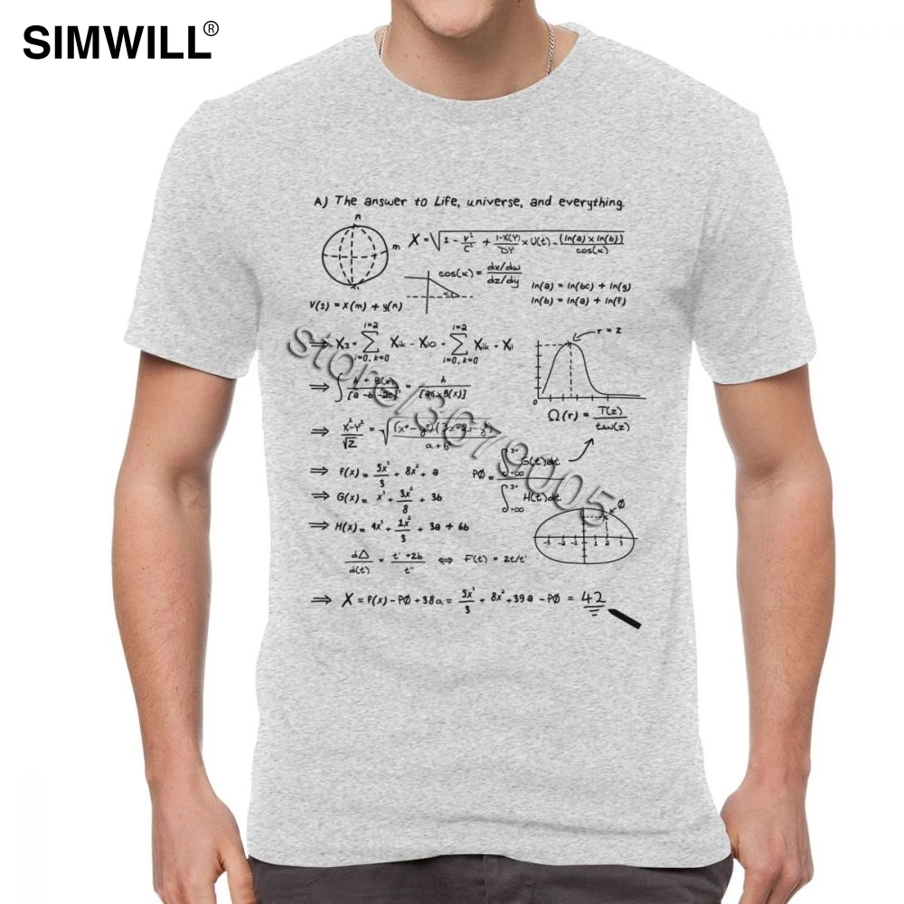 Новое поступление, модная мужская футболка из чистого хлопка с надписью «значение жизни», математические футболки с коротким рукавом и вырезом лодочкой, математическая Повседневная футболка - Цвет: Серый