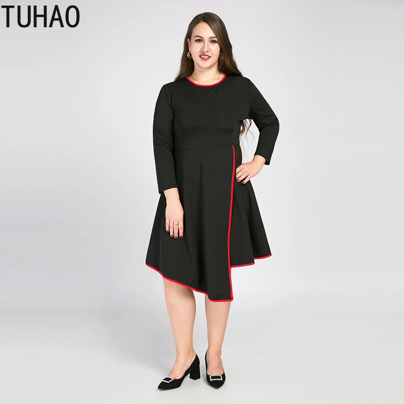 

TUHAO 2020 Women's Dresses Large Size 8XL 7XL 6XL Elegant Vintage Office Lady Dress Plus Size Black Mother Mom Dress Clothes WM4