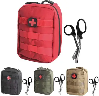 

Tactical MOLLE Frist Aid Bag EMT Pouch Medical Utility Bag 1000D Nylon with First Aid Patch and Shear Survival outdoor bag