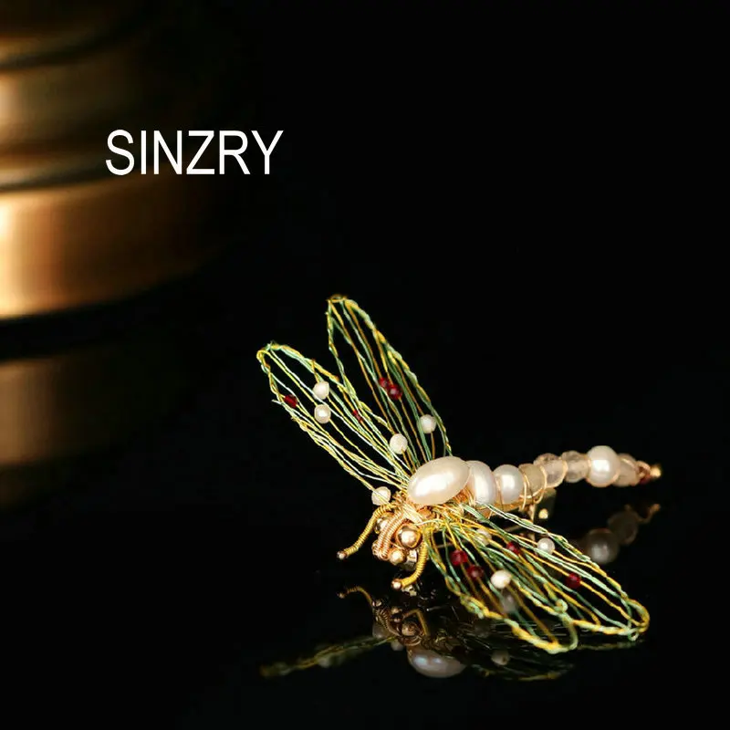 

SINZRY original handmade natural freshwater pearl dragonfly creative brooches pin creative brooches coat jewelry accessory