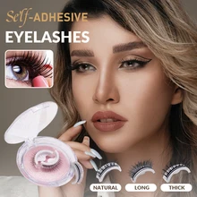 

1 Pairs Self-adhesive False Eyelashes Reusable Natural Long Thick Eyelashes Multiple Reversible Glue-free Eyelashes Makeup