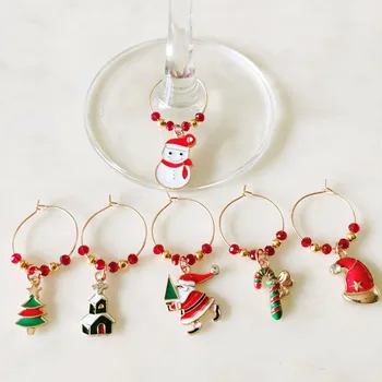 

Set of 6PCS Christmas Design Wine Glass Charms Rings Marker Christmas Party Bar Table Decorations Christmas Gift