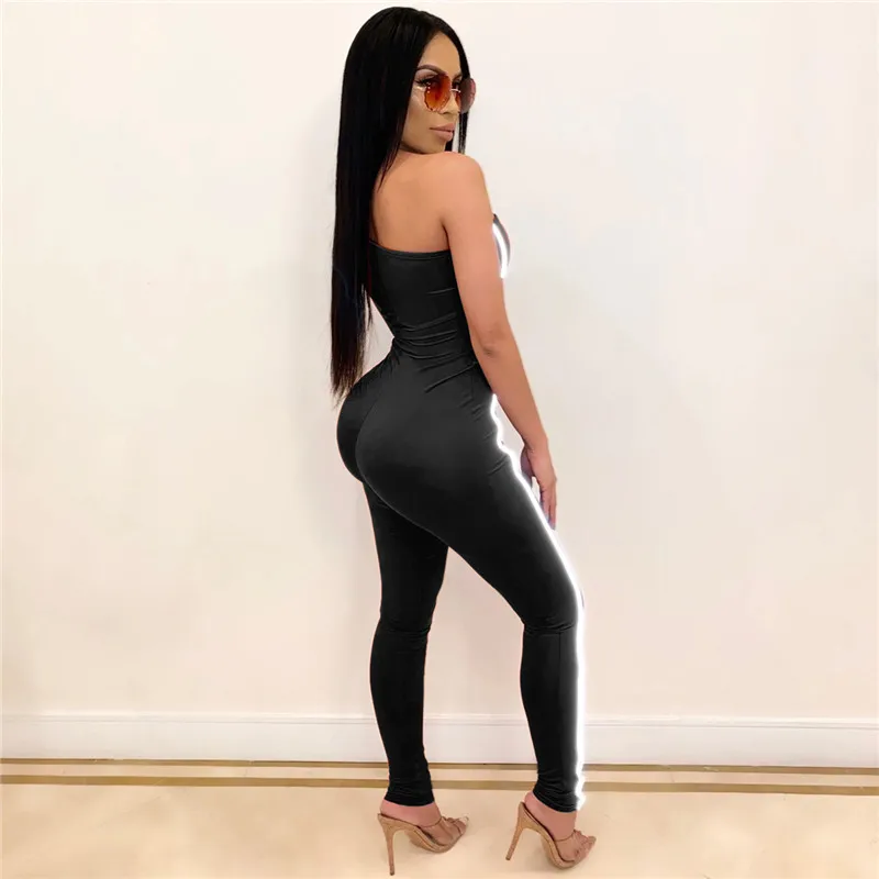 Adogirl Reflective Straps One Shoulder Bandage Jumpsuit Women Sexy Long Sleeve Skinny Romper Night Version Tracksuit Romper Adogirl Reflective Straps One Shoulder Bandage Jumpsuit Women Sexy Long Sleeve Skinny Romper Night Version Tracksuit Romper