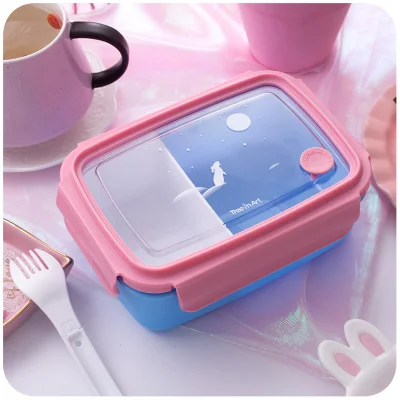FBFH-pink LIYIMENG контейнер Bento для обеда коробка Портативный материал не вредит здоровью коробка для завтрака пригодная для использования в микроволновке посуда Еда контейнер для хранения Еда коробка - Цвет: FBFH-pink