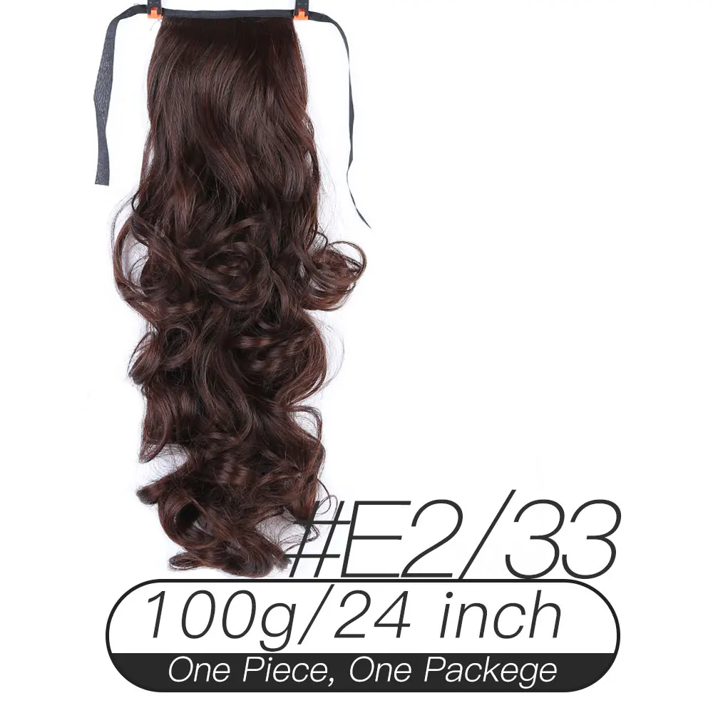 Xnaira 24 ''афро длинные кудрявые шнурки конский хвост искусственные накладные волосы коготь клип в синтетических волос пони хвост наращивание булочки штук - Цвет: 2.33