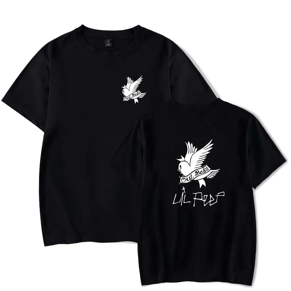 

Lil Peep Simple-Style Cry Birds Printed T-shirt Summer Loose And Plus-sized Short-Sleeved Shirt