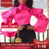 African Ruffle Sleeve Women Blouse Tops Party Club Office Lady Fashion Falbala Pullover Slim Autumn Street Beat Shirts Blousa 1