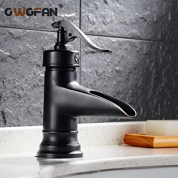 

American Classic Waterfall Faucet Basin Faucet Black Nickle Brushed Single Handle Hot Water Sink Tap Mixer Torneira FES-9139