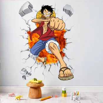 

One Piece Luffy Creative wall stickers Wall Sticker Suitable for Youth Room Large Wall Decoration Japanese Manga Cartoon Vinyl