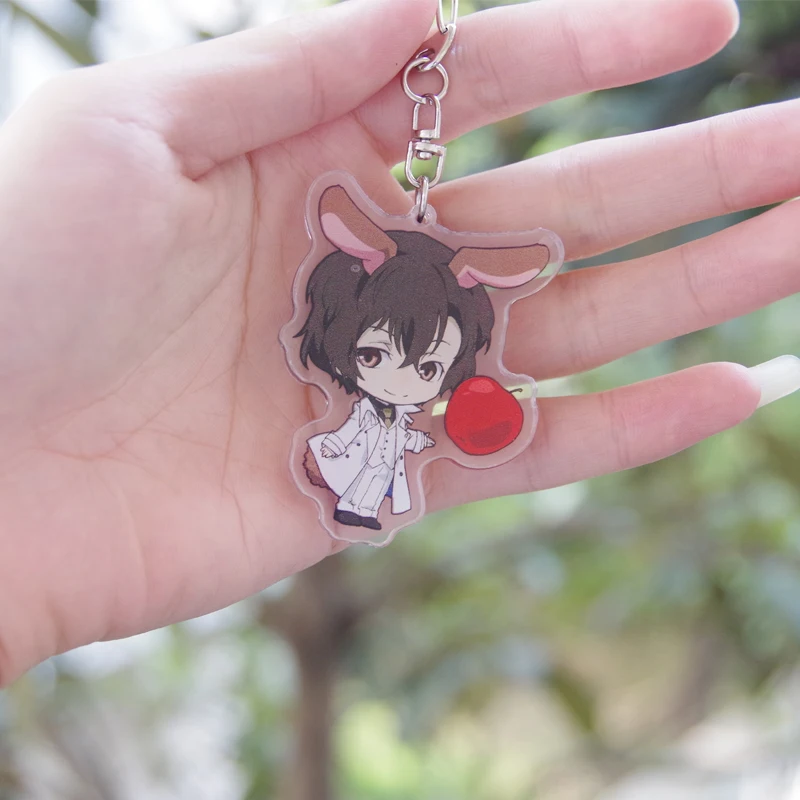 Japan Anime Bungo Stray Dogs Osamu Dazai Nakahara Chuuya Cosplay Acrylic Figure Keychain Bags Pendant Keyring Decor Gifts