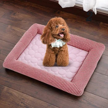

Hot1PC Striped Dog Bed & Sofa Mat Pet Dog Bed with Cool Mat Soft Breathable Comfortable in Summer For Small Medium Dogs
