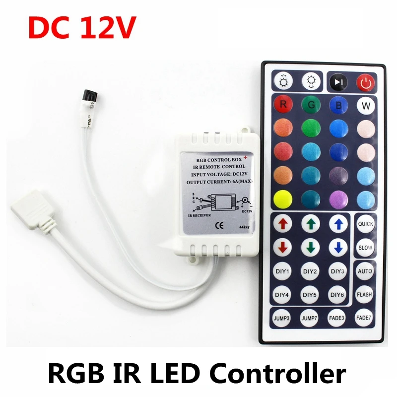 buy DC 12V 6A 72W IR RGB LED Controller 44 Keys LED Driver Remote Dimmer For LED Strip RGB SMD 2835 3528 5050 3014 5630