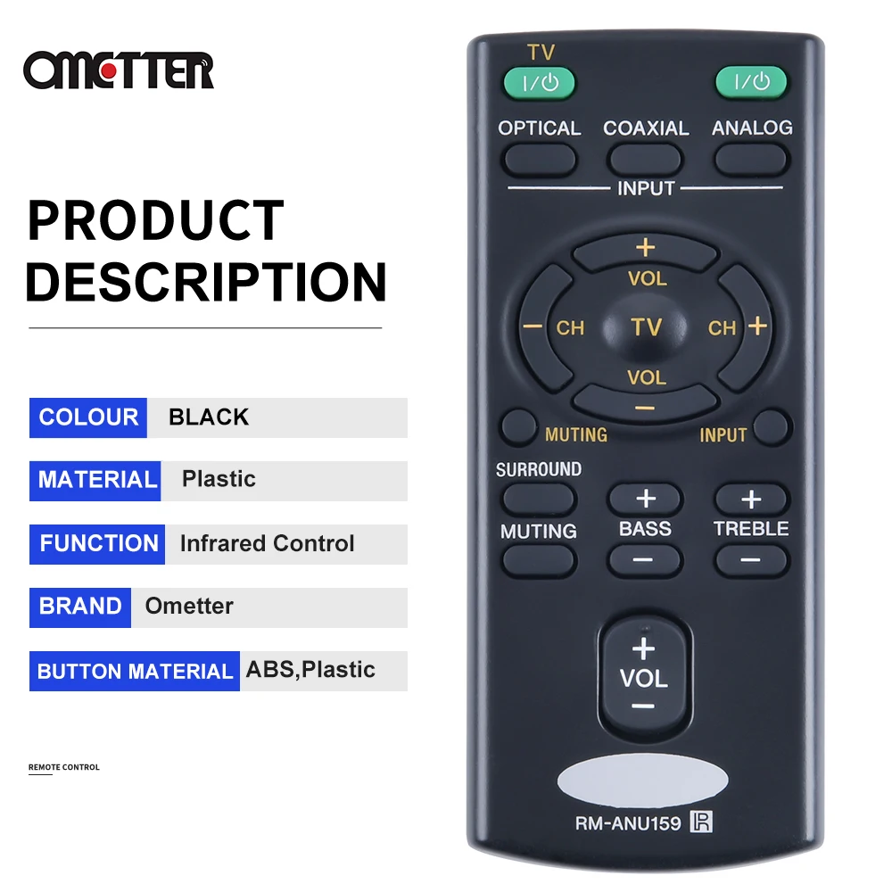 New RM-ANU192 Remote Control for Sony Sound Bar SS-WCT60 SS-WCT60