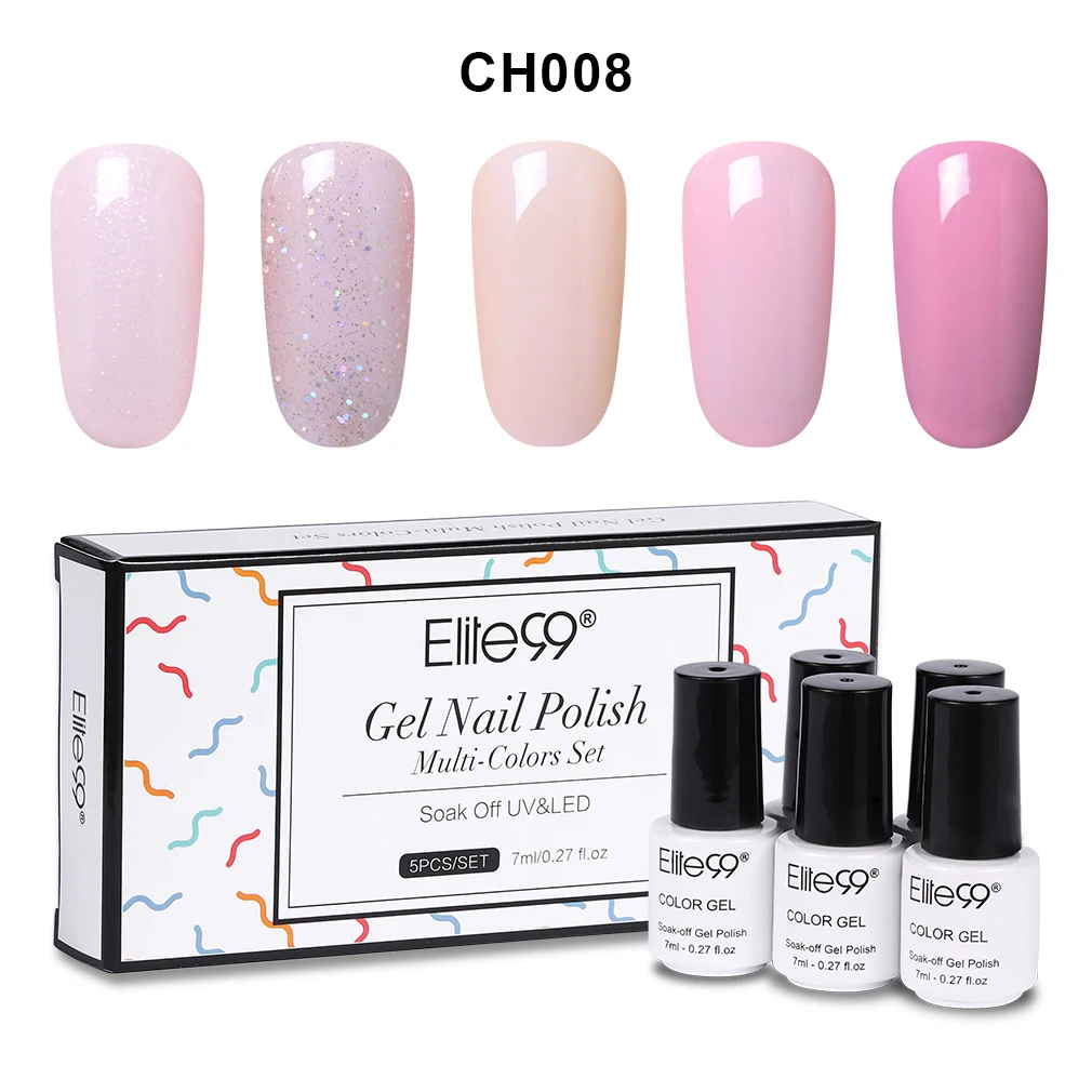 7ML-5PCS-EGCH008 Elite99 10 мл УФ-гель для ногтей с подарочной коробкой впитывающий УФ-гель лак Цветной Гель-лак для ногтей DIY лак для ногтей Рождественский подарок - Цвет: 7ML-5PCS-EGCH008
