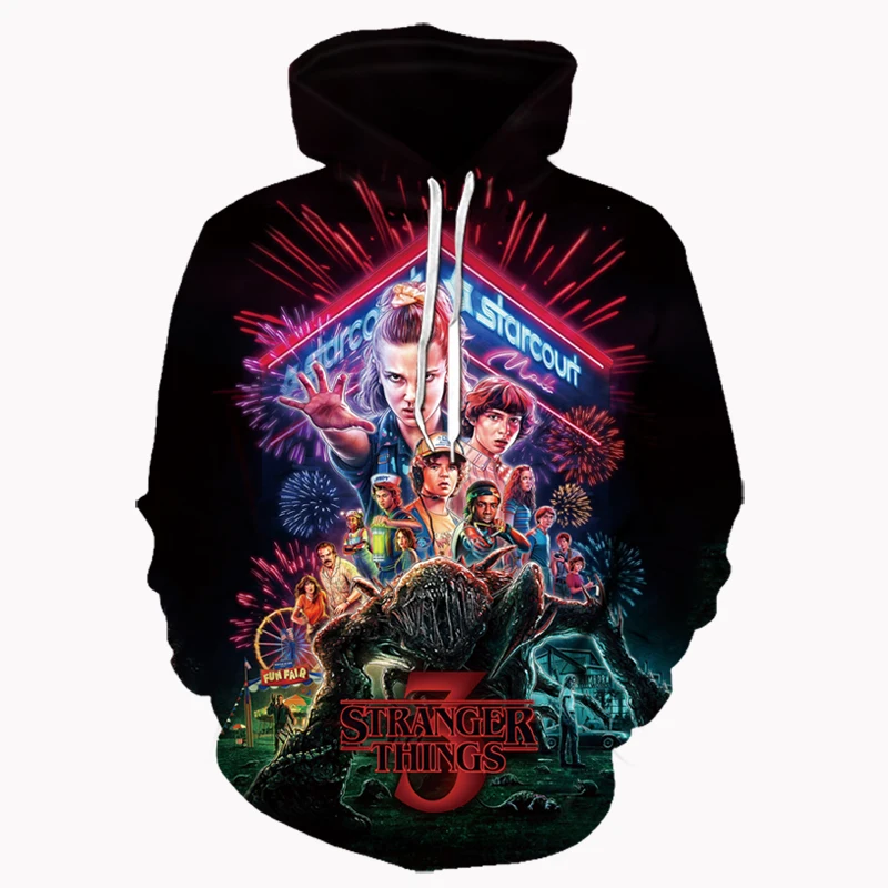 

Dropship 3D Printed hoodies Men/Women's children's Stranger Things season 3 funny cartoon hoody asian size S-6XL Festival gifts