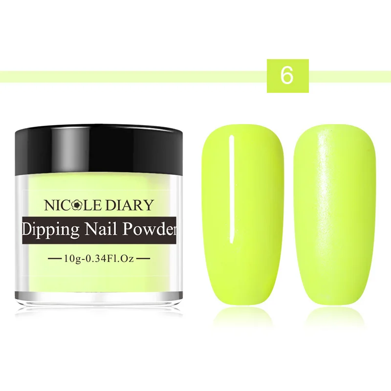 Color 6 NICOLE DAIRY 1 коробка 10 мл погружающаяся пудра для ногтей без лампы для лечения естественного сухого погружения пудра для ногтей гель для ногтей блестящая пудра для ногтей - Цвет: Color 6