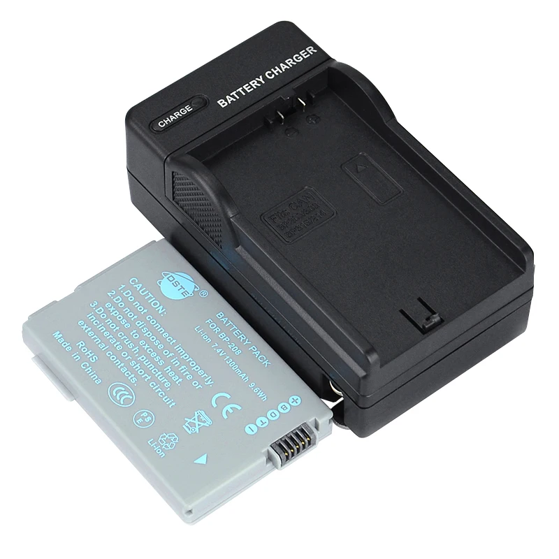 1Battery 1Charger 2 шт. 1300 мАч 7,4 V DSTE BP-208 Батарея Зарядное устройство для Canon DC22 DC220 DC230 DC40 DC50 DC51 DC95 для Elura100 FVM300 Ivis DC22 - Цвет: 1Battery 1Charger