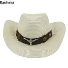 Bauhinia Западные Ковбойские шляпы, мужские солнцезащитные козырьки, уличные пляжные соломенные шляпы, шляпа от солнца, флоппи, Повседневная модная шляпа