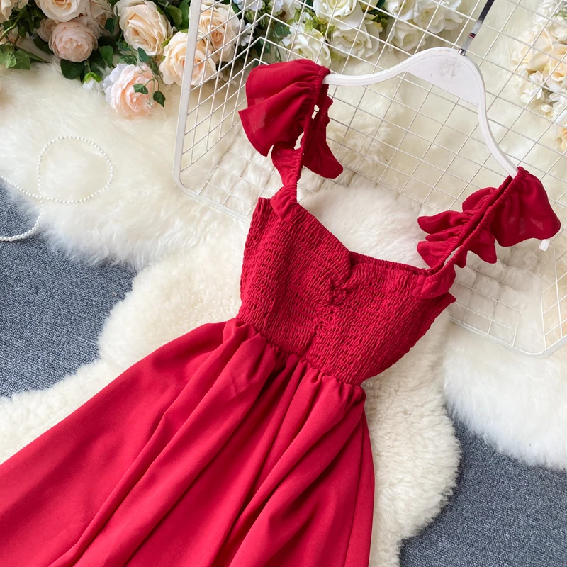 Neploe Dress Women Fashion Square Collar Spaghetti Strap Ladies Vestidos Summer 2020 Elegant Slim Waist Female Dresses 1C916