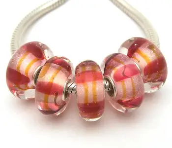 

JGWGT 1015 5X 100% Authenticity S925 Sterling Silver Beads Murano Glass beads Fit European Charms Bracelet diy jewelry Lampwork