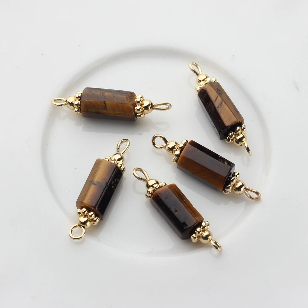 Kupfer Natürliche Stein Charms Zylinder Doppel Loch Barrel Perlen Anschlüsse 2 stücke Für DIY Halskette Schmuck Zubehör – Detail 18