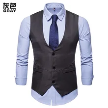 Мужской однобортный жилет с v-образным вырезом, мужской жилет