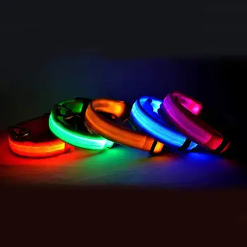 

Dog Collar Nylon Led Pet Luminous Collar Night Safety Flashing Glow In Dark Dog Cat Leash Adjustable Pet Accessories 7 Colors