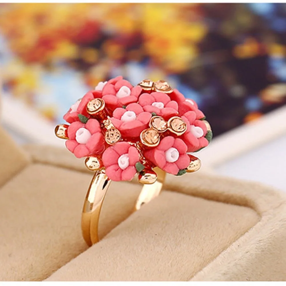 Новое популярное модное красивое керамическое кольцо с цветами для женщин регулируемые обручальные кольца ювелирные изделия 7 кольца цвета - Цвет основного камня: 5