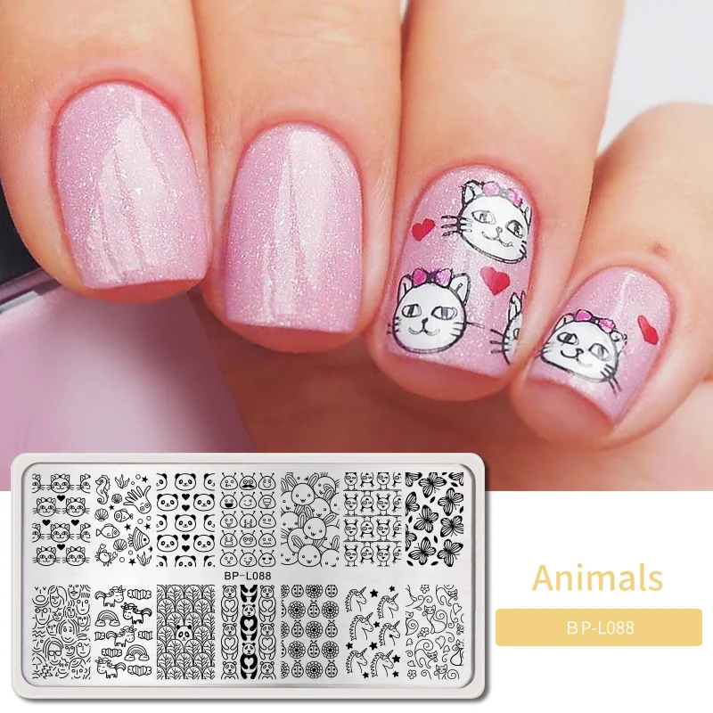 BP-L088 BORN PRETTY пластины для штамповки ногтей 304 из нержавеющей стали трафарет для дизайна ногтей бабочки милые животные шаблоны для штампов для маникюра DIY - Цвет: BP-L088