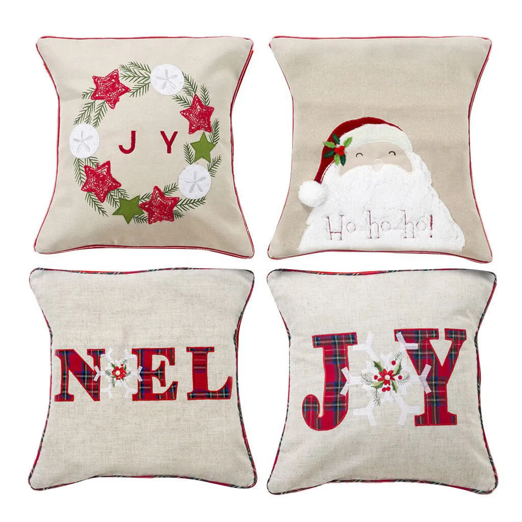 

Cute Cartoon Linen Christmas Santa Old Man Throw Pillow Case Cover 45x45cm Merry Christmas Decorative Pillowcases or16