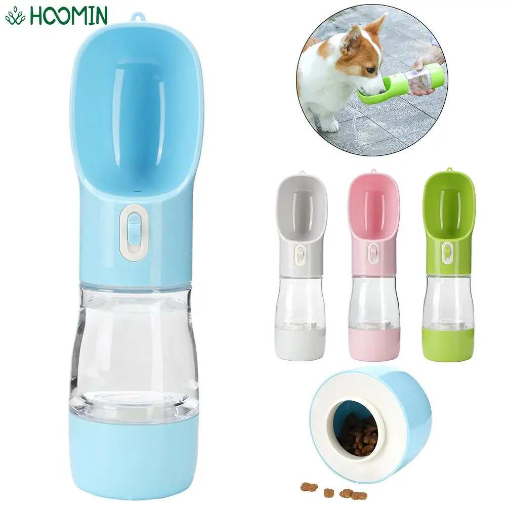 Alimentador de botellas de agua para perros y gatos, dispensador de agua portátil 2 en 1 para alimentación de comida, suministros de viaje para caminar al aire libre